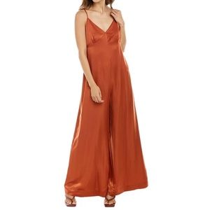 Slip Sateen Wide Leg Jumpsuit